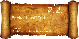 Perka Loránd névjegykártya